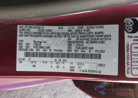 2011 Ford Fiesta Se from USA, damaged, VIN 3FADP4EJXBM167574